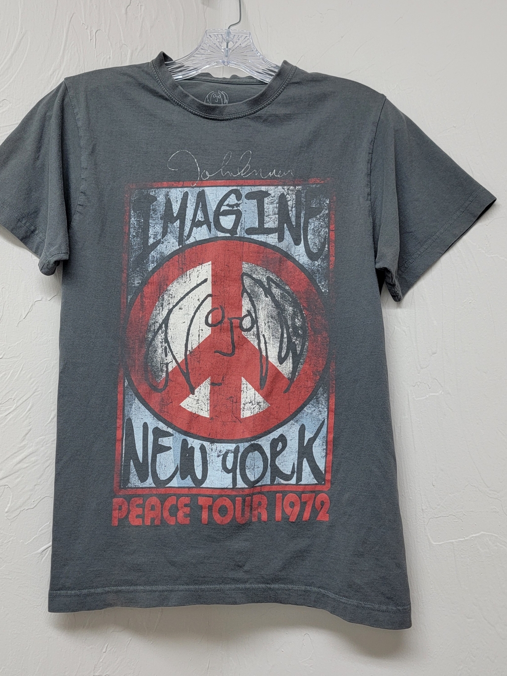 John Lennon Imagine New York Peace Tour 1972 Grey Concert Tshirt Unisex Sz- S